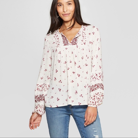 Knox Rose Tops - Knox Rose Long Sleeve Boho Blouse-Medium